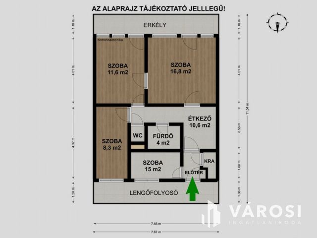 Mesterhármas: belváros, 3 szoba, erkély!