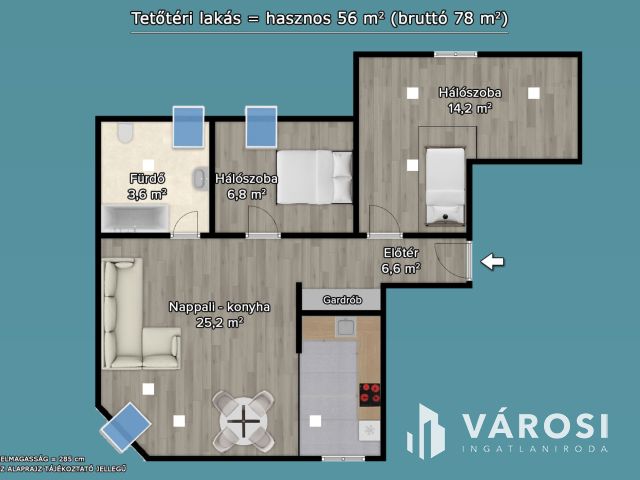 Eladó szinte új lakás Gödön: nappali + 2 háló + 2 autóbeálló