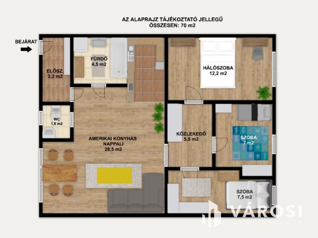 Remek elosztású, 70 m2-es tégla lakás eladó