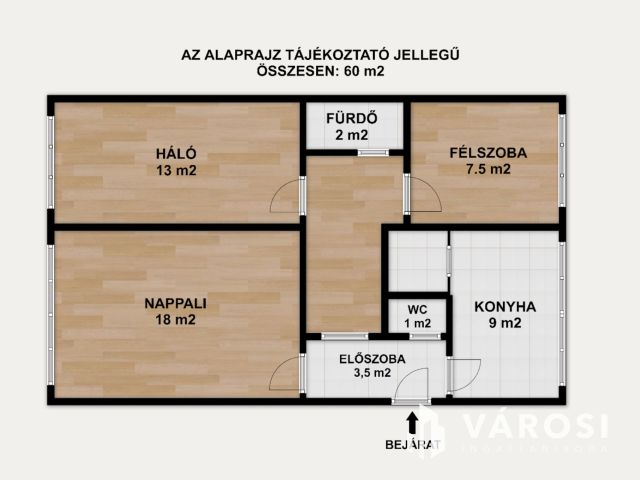 60 m2-es, belvárosi, szép állapotú albérlet kiadó