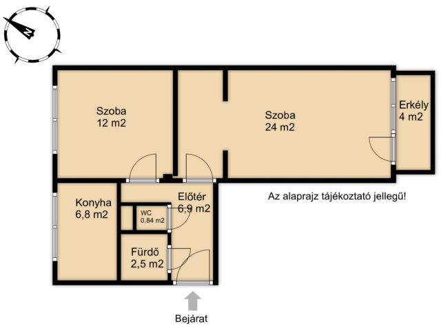 2.emeleti, erkélyes, két szoba hallos lakás eladó