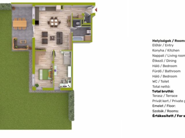 Óriási, 176 m²-es saját kerttel rendelkező új építésű lakás