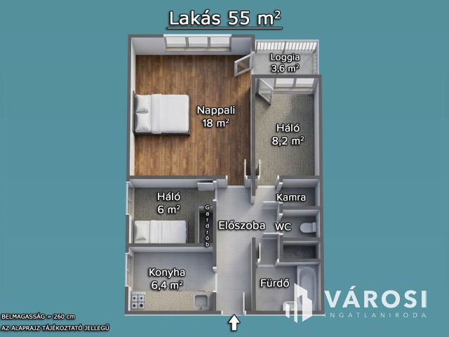 Nappali + 2 szobás, erkélyes lakás befektetőknek
